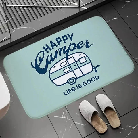 Navak Carpet Happy Campers Rug Non-slip Floor Mat Machine Washable Entrance Carpet for Hallway Bedroom Kitchen and Home Accessories Decor