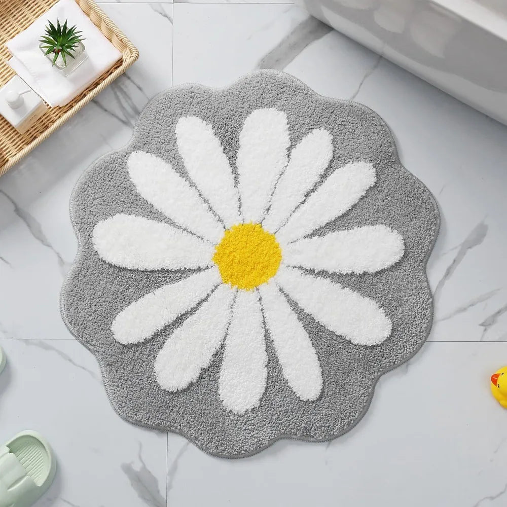 Navak Carpet Non Slip Flower Rug Flocking Tufted Daisy Bath Door Mat Imitation Cashmere Washable Baby Crawling Carpet Bedroom Living Room
