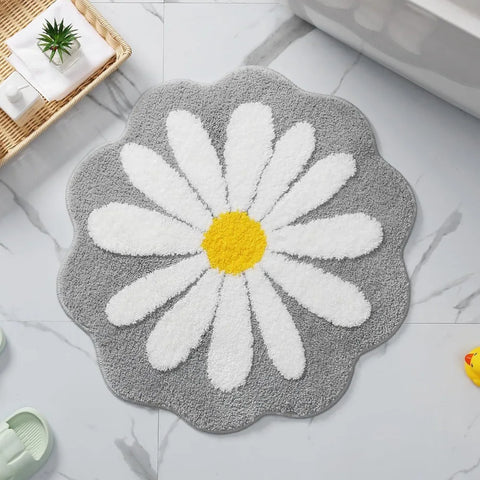 Navak Carpet Non Slip Flower Rug Flocking Tufted Daisy Bath Door Mat Imitation Cashmere Washable Baby Crawling Carpet Bedroom Living Room
