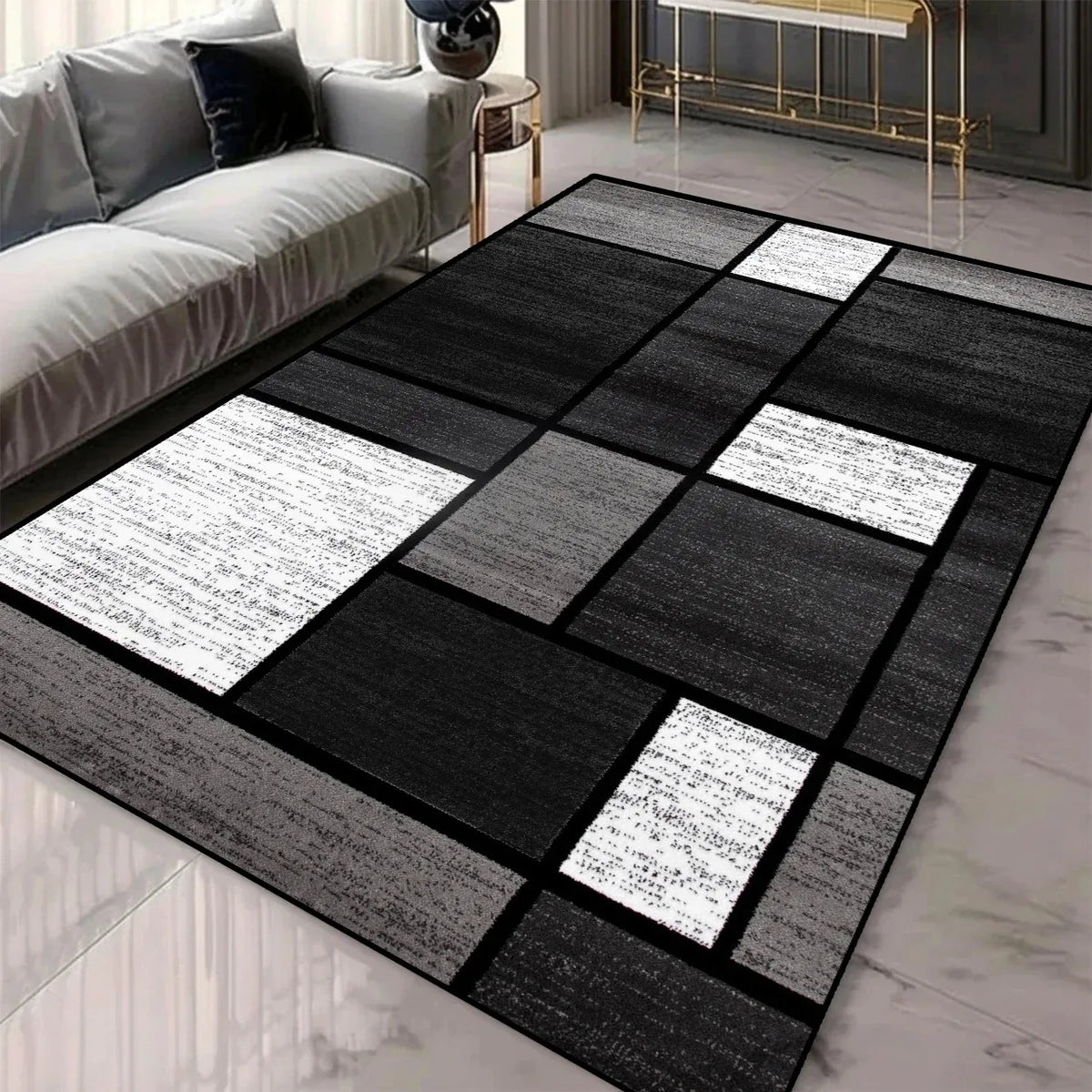Navak Carpet Geometric Pattern 3D Area Rugs for Living Room and bedroom decor Washable Carpets with Non-slip Backing European Inspired Mats