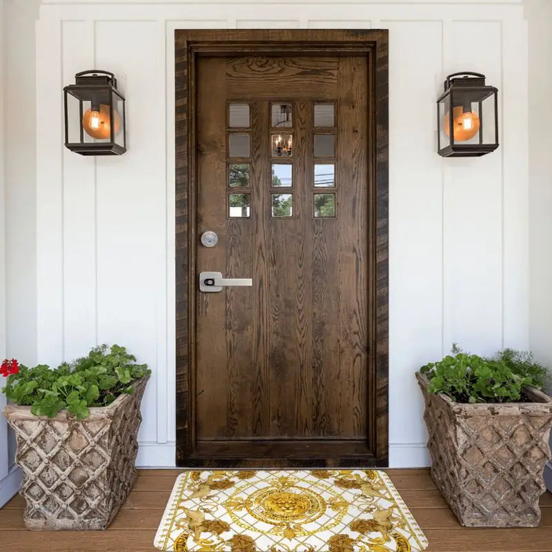 Navak Carpet Luxury Golden Lion European Floral Front Floor Door Entrance Mats Outdoor Bathroom Kitchen Doormat Living Room Carpet Rug