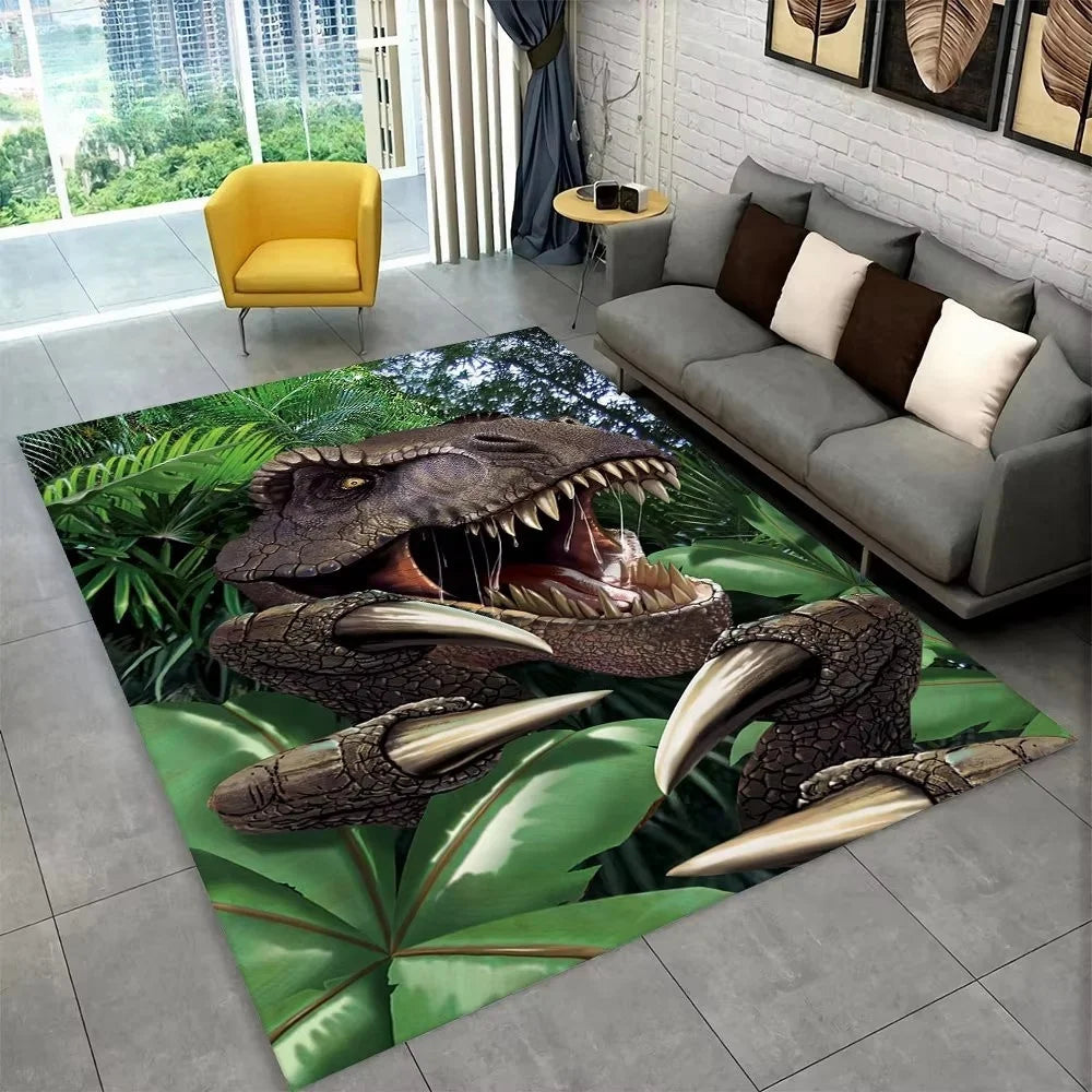 Navak Carpet 3D J-Jurassic Park Dinosaur Carpet Large Area Rug Bedroom Kids’ Playroom Floor Mat Non-Slip Living Room Decor Fun Sofa Accent