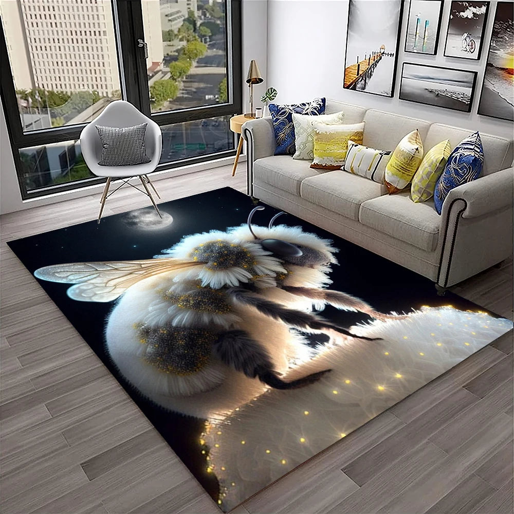 Navak Carpet Cute Bee HoneyBee Insect Cartoon 3D Carpet Rug for Home Living Room Bedroom Sofa Doormat Decor,kids Area Rug Non-slip Floor Mat