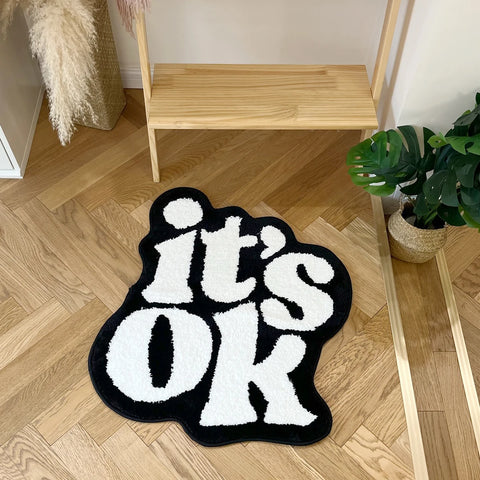 Navak Carpet It's OK Rug Handmade Fluffy Plush Tufted Living Room for Bedroom Dorm Suitable for Room Decor Housewarming Gift