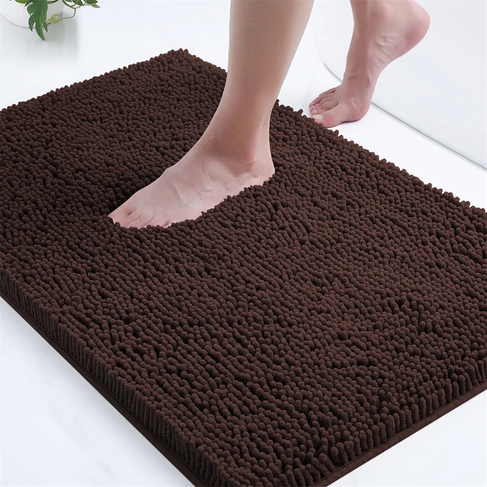 Navak Carpet Olanly Chenille Bathroom Rug Extra Soft Shaggy Bath Mat Non-Slip Bathroom Floor Mat Water Absorbent Plush Microfiber Rugs Shower