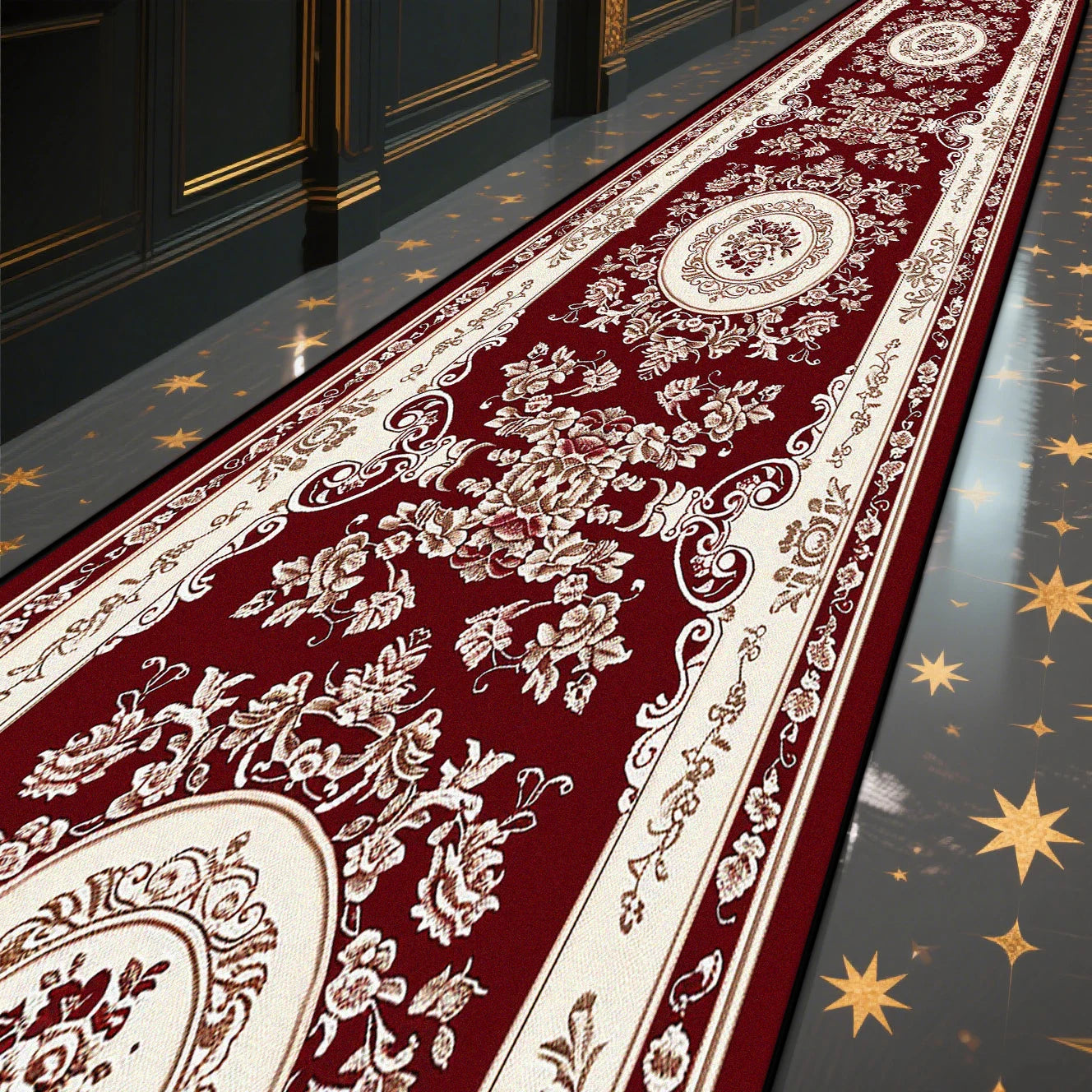 Navak CarpetLuxury Marble Corridor Carpet Hotel Hallway Runner Decoration Rugs Living Room Aisle Washable Non-slip Floor Mat Customizable
