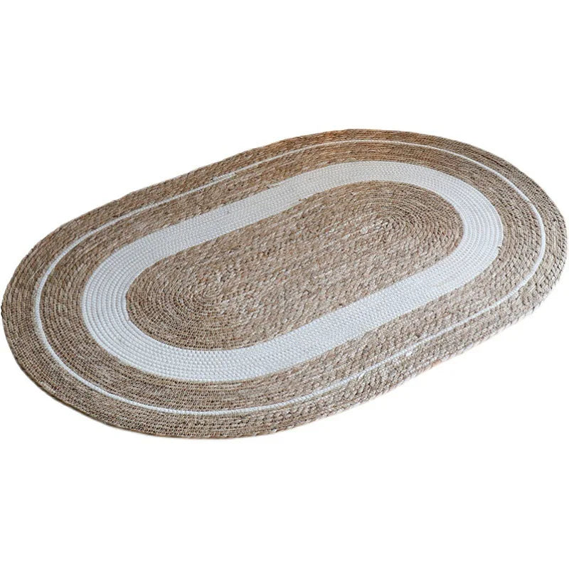 Navak Carpet HeMu-Woven Rattan Round Carpets for Living Room, Bedroom Straw Rugs, Natural Plants Floor Mats, Bedside Garden Table Grass Mat