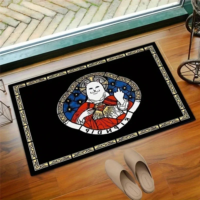 Navak Carpet Cartoon Cat Pattern Mat Non-slip Easy To Clean Rug Wrinkle-Resistant Doormat Outdoor Entrance Floor Decorative Washable Carpet