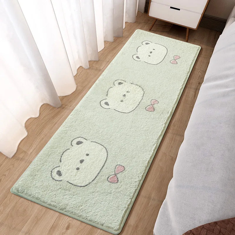Navak Carpet  Cartoon Faux Lamb Wool Bedroom Bedside Rugs Lovely Rabbit Pink Bed Area Carpet Soft No Icy Feet for Girls Children Bed Room Rug