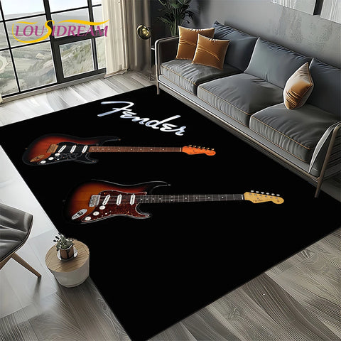 Navak Carpet 27 Style New 3D Fender Retro Guitar Instruments Music Carpet Rug for Living Room Bedroom Home Sofa Decoration,Non-slip Floor Mat
