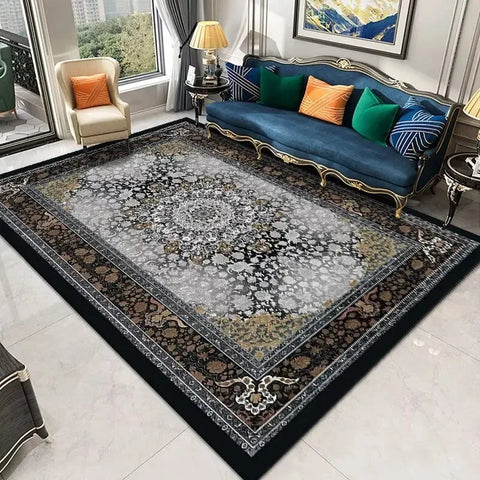 Navak Carpet Persian Retro Carpet Living Room Light Luxury Decoration Bedroom Bedside Large Rugs Lobby Coffee Table Non-Slip Lint-Free Mats
