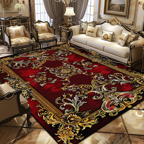 Navak Carpet Luxury Persian Retro Carpet European Decoration Easy Clean Non-slip Living Room Large Rugs Bedroom Cloakroom Washable Soft Mat