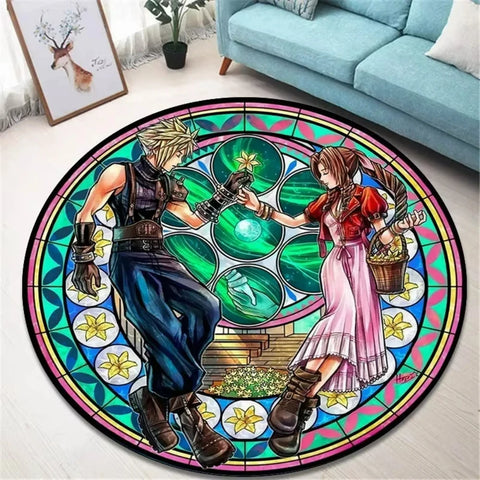 Navak Carpet K-Kingdom Heart Themed Round Carpet for Living Room and Bedroom NonSlip Floor Mat Rug for Gaming Enthusiast Birthday Gift Idea