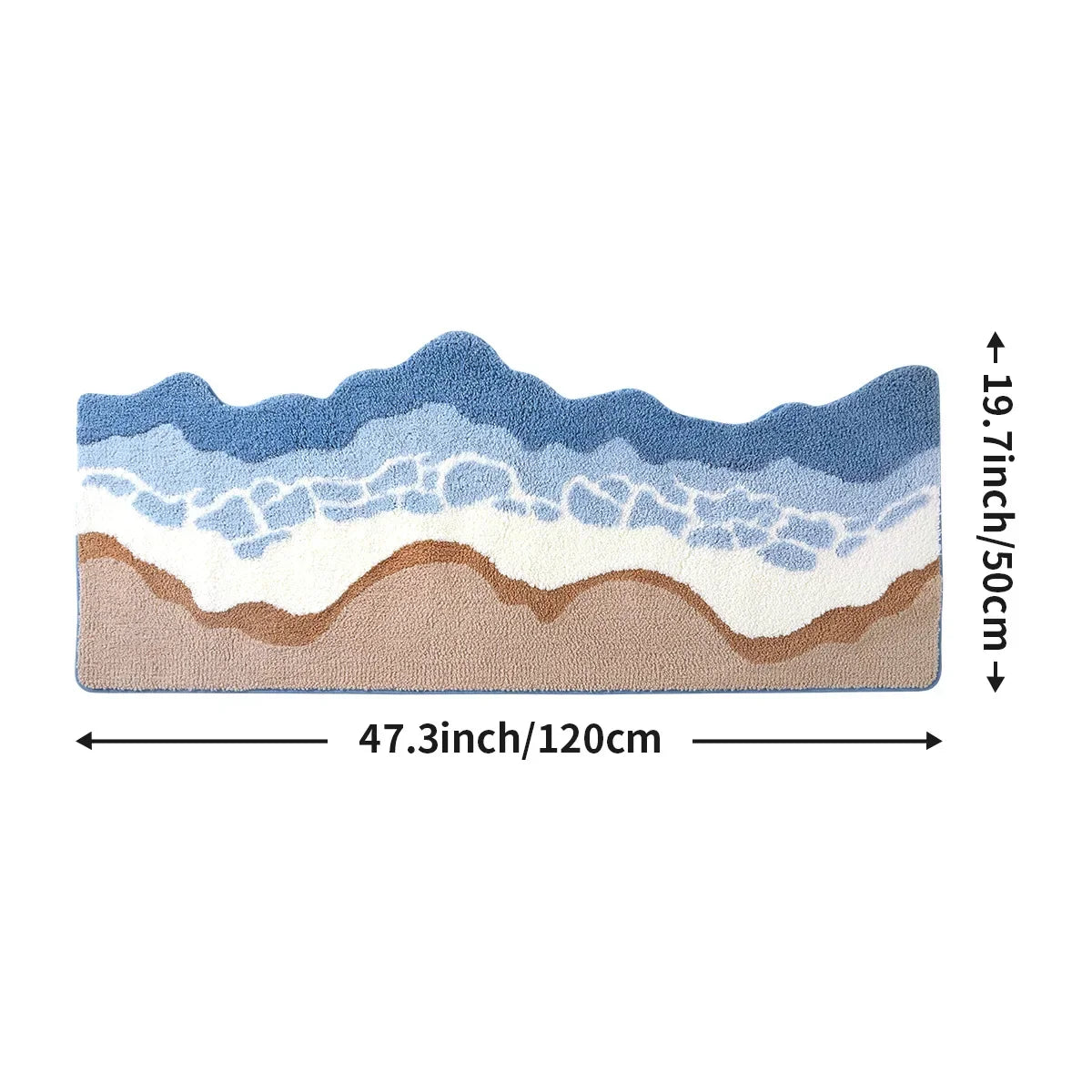 Navak Carpet 70x160CM Hand-Tufted Wave Bedside Rug, Home Bedroom Decoration Area Rugs, Microfiber Flocked Bathroom Non-slip Absorbent Mat