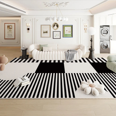 Navak Carpet Modern Luxury Bedroom Decor Bedside Carpet Large Area Black White Carpets for Living RoomPlush Rug HomeMat