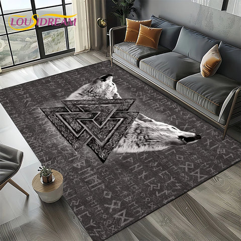 Navak Carpet Odin Viking Symbol Valknut Nordic Valhalla Carpet Rug for Living Room Bedroom Home Sofa Decoration,Area Rug Non-slip Floor Mat
