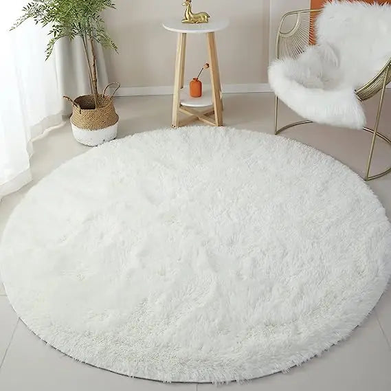 Navak Carpet 100/120/140/160 Round Rug Fluffy Soft Area Rugs for Kids Girls Room Princess Castle Plush Shag Carpet Cute Circle Bedroom Decor