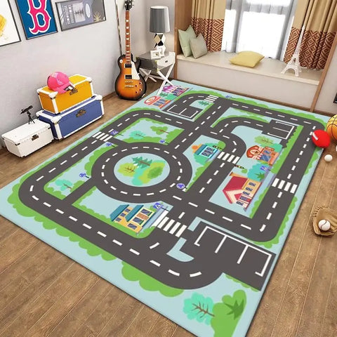 Navak Carpet Thickened Flannel Carpet Living Room Children's Bedroom Decoration Floor Rug Cartoon Road Play Mat Soft Tatami Carpets Non-slip