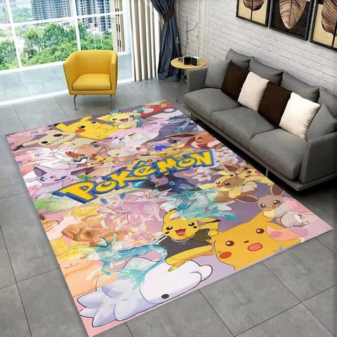 Navak Carpet Daily Picks Fun Pokemon Game Cartoon Floor Mat for Kids Playroom Bedroom Living Room Soft Area Rug Game Theme Carpet Man's Cave Decor