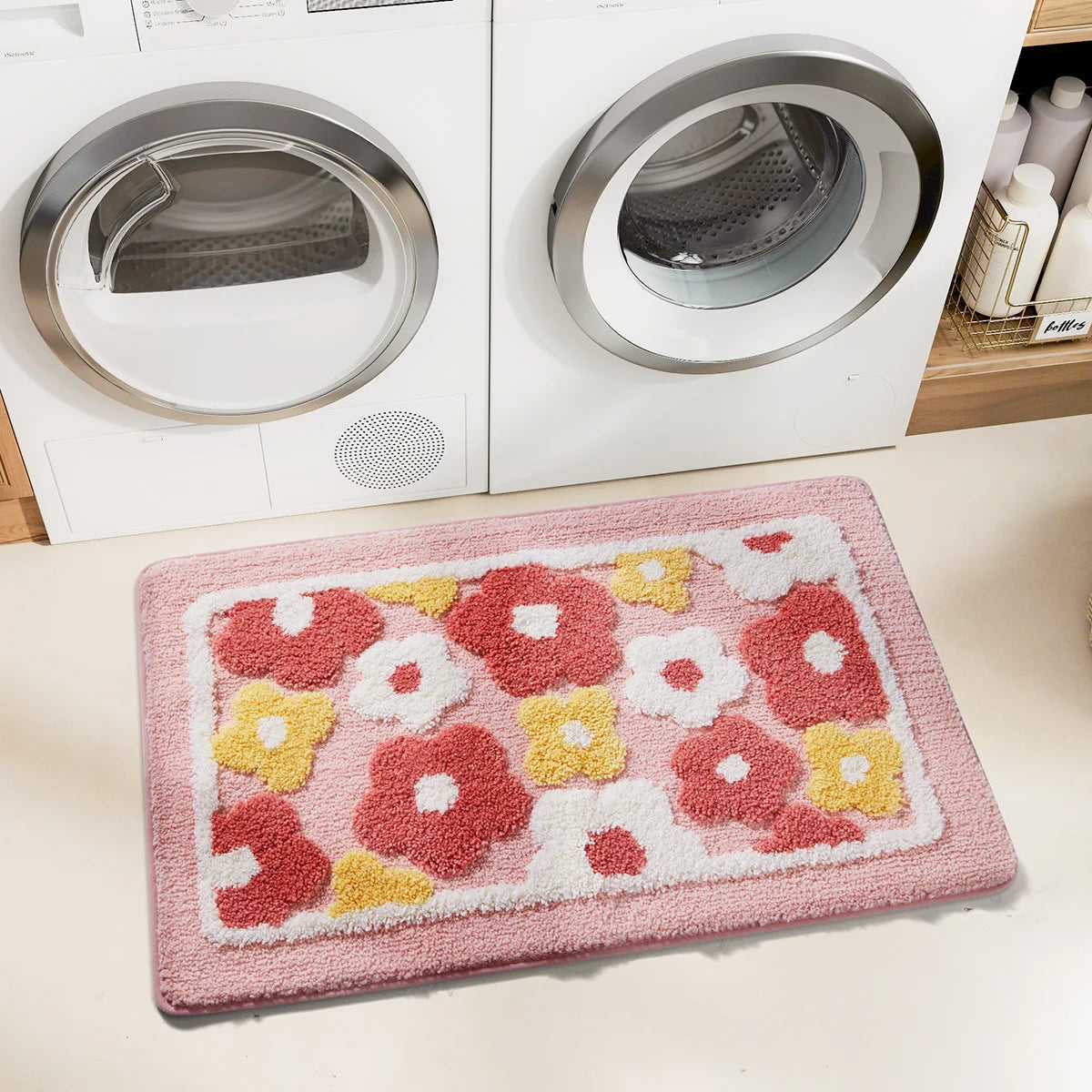 Navak Carpet Exclusive Picks Imitation Cashmere Bathroom Rug Water-Absorbing Door Flower Home Carpet Toilet Door Bathroom Anti-Slip Mat Home Decor