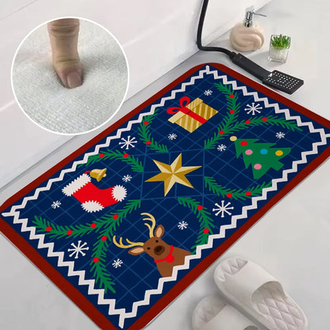 Navak Carpet Exclusive Picks Luxury Red Green Flannel Christmas Gift Rug Non-Slip Safe  Soft Holiday Floor Mat Decor,Soft Comfortable for Standing,