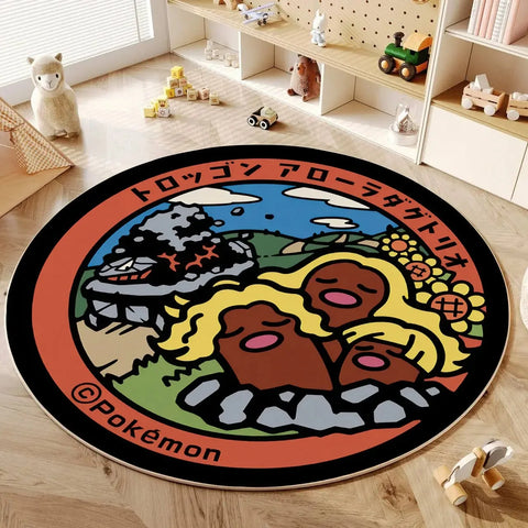 Navak Carpet Daily Picks Disney Anime Cartoon Pokemonzd Round Floor Mat Living Room Bedroom Rugs Cute Child Non-Slip Washable Carpet Home Decor