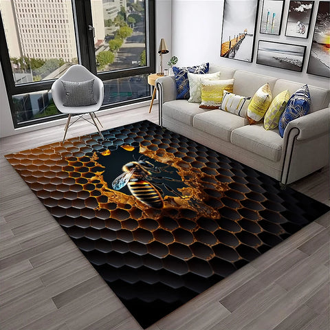 Navak Carpet Cute Bee HoneyBee Insect Cartoon 3D Carpet Rug for Home Living Room Bedroom Sofa Doormat Decor,kids Area Rug Non-slip Floor Mat