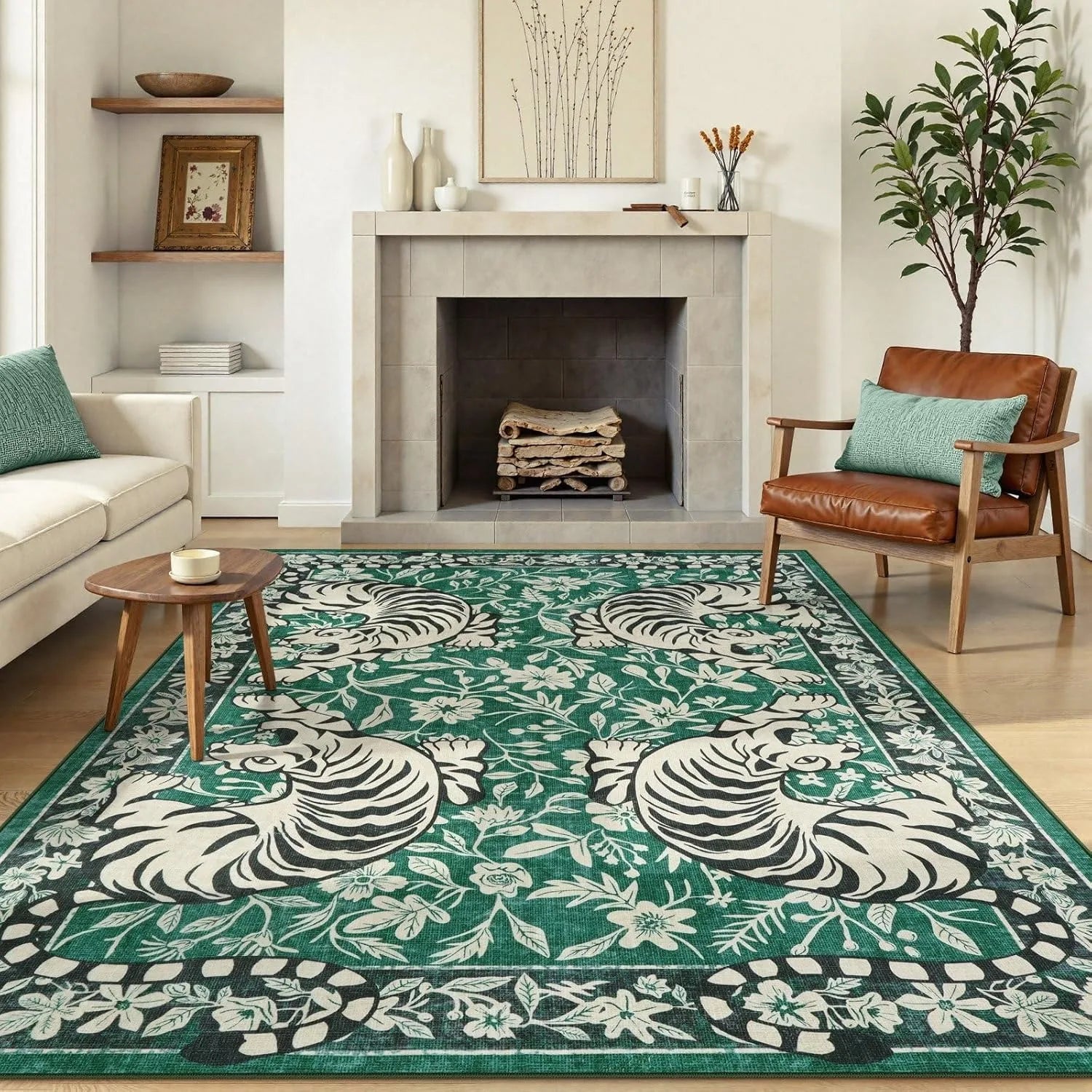 Navak Carpet Living Room Carpet Non-slip Soft Machine Washable Floor Mat Retro Black Tiger Easy To Fold Rug Bedroom Large Size Decorative Mat