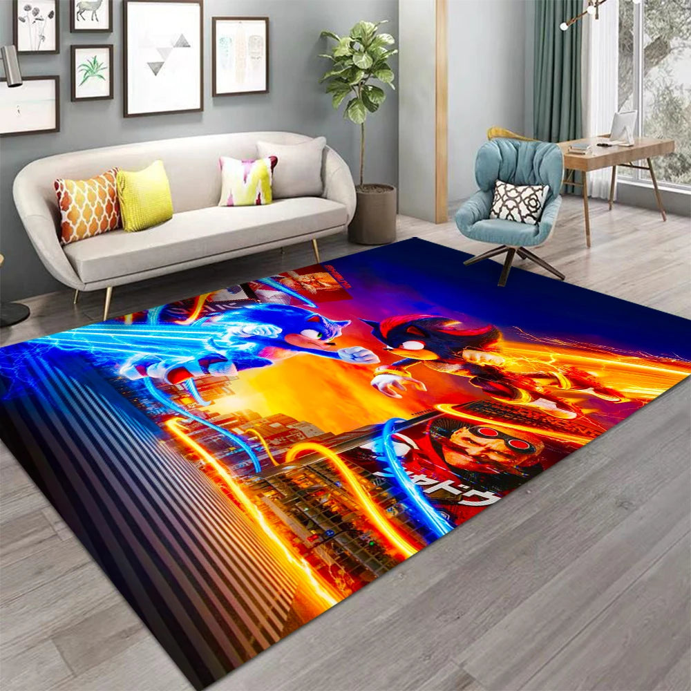 Navak Carpet Daily Picks S-Soni-c Themed Floor Mat Soft Play Rug for Kids Bedroom Living Room Decor Game Room Carpet Bedside Rug Christmas Gift