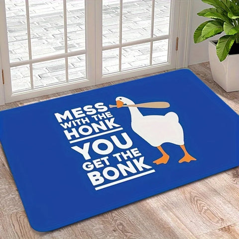 Navak Carpet Goose Game Style Non-Slip Polyester Doormat - "Mess with The Honk" Bath and Living Room Rug, Indoor/Outdoor Entryway Mat