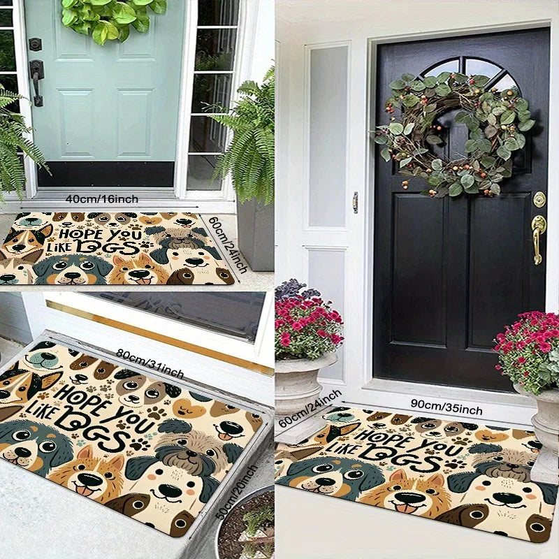 Navak Carpet 1 piece warm and cute dog element doormat - non-slip and soft with playful cartoon dog pattern, suitable for indoor/outdoor use