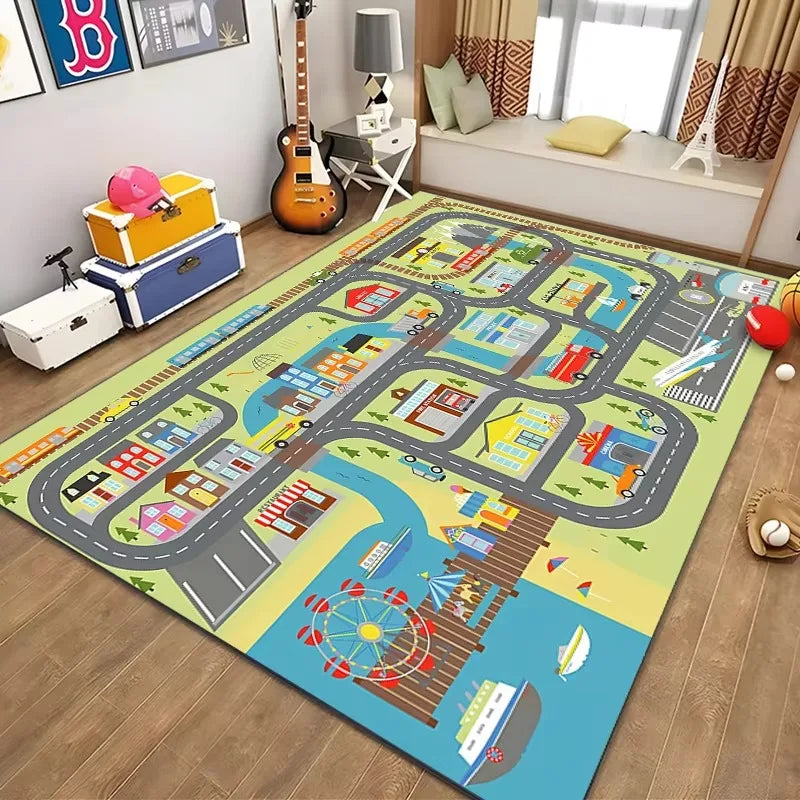 Navak Carpet Children’s Educational City Life Playmat Rug Road Traffic System Carpet for Bedroom Playroom Fun Learning Floor Mat Safe Kids