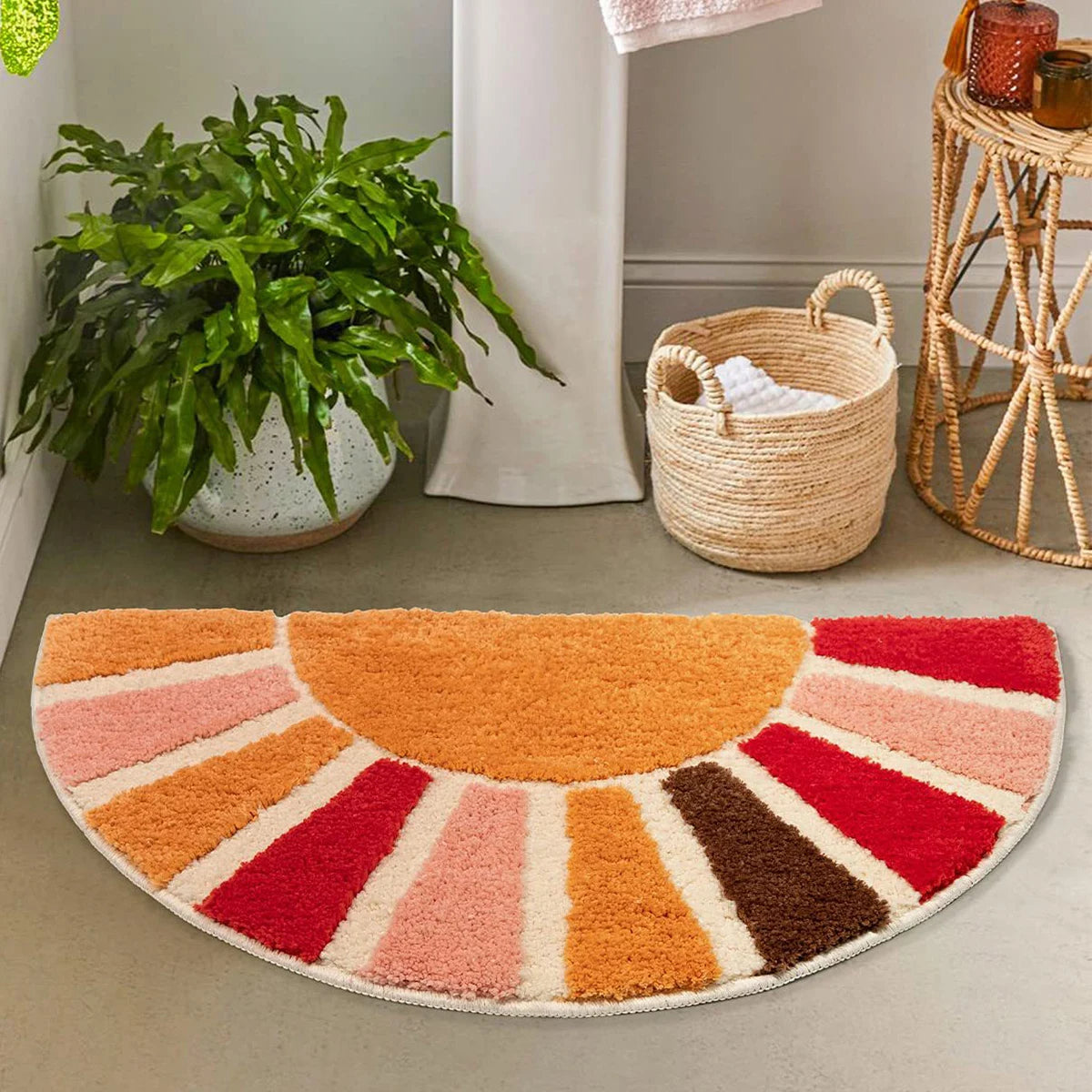 Navak Carpet Floor Door Mat Non-slip Sun Flower Half Circle Door Rug Mat Decorative Funny Half Circle Mat Plush Bathroom Rug Home Decorative