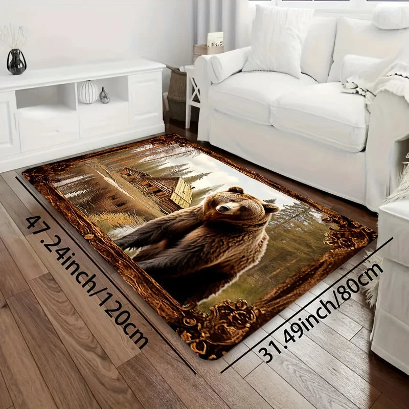 Navak Carpet Exclusive Picks Brown Bear Beast Pattern Carpet, Soft Non-Slip Home Decor Living Room Rug, Room Carpet, Bathroom Kitchen Foot Mat