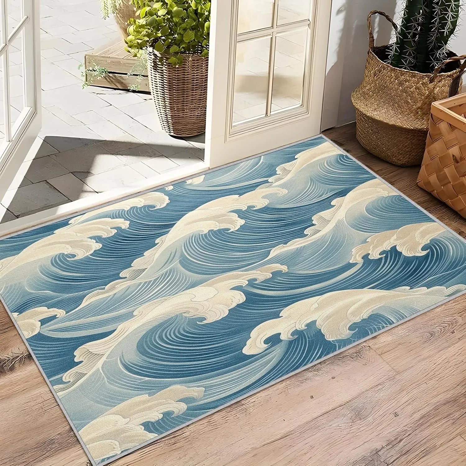 Navak Carpet Great Wave Rug - Japanese Hokusai Area Rug Ocean Wave Rugs Asian Oriental Carpet - Great  Home Decor
