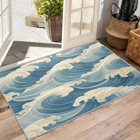 Navak Carpet Great Wave Rug - Japanese Hokusai Area Rug Ocean Wave Rugs Asian Oriental Carpet - Great  Home Decor