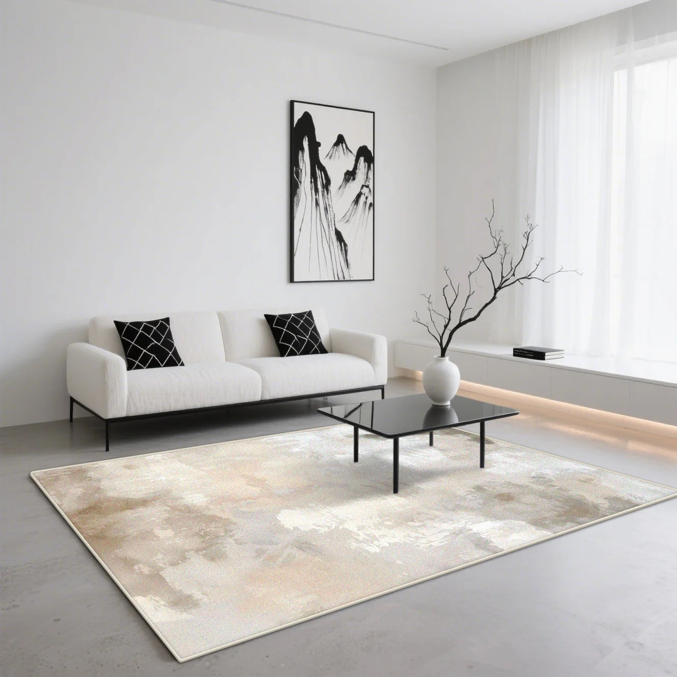 Navak Carpet Abstract Art Style CARPET FOR LIVE ROOM Light Luxury Decoration Home Non-slip Washable Rug Minimalism Bedroom Fluffy Soft Mats