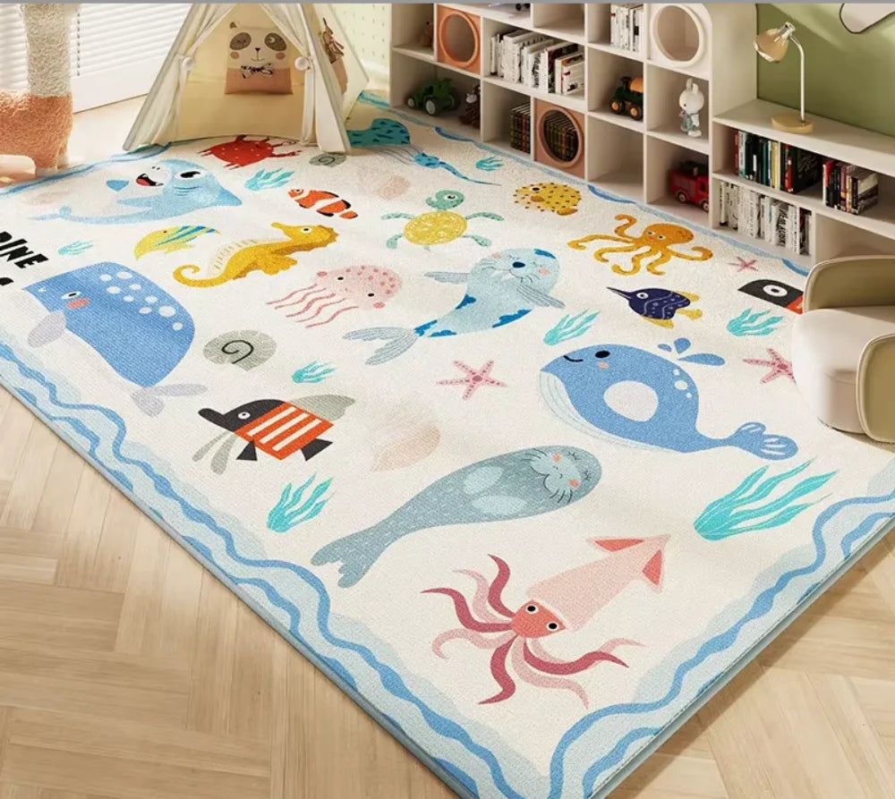 Navak Carpet Exclusive Picks rystal Pile Carpet Room Bedroom Cartoon World Map Underwater World Space Rug Washable Non-slip Carpet Children's Playmat
