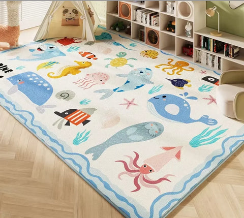 Navak Carpet Exclusive Picks rystal Pile Carpet Room Bedroom Cartoon World Map Underwater World Space Rug Washable Non-slip Carpet Children's Playmat