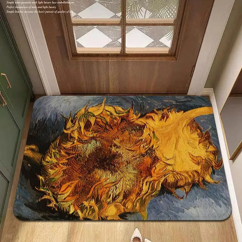 Navak Carpet Van Gogh Art Door Mat Wrinkle-Resistant Doormat Hallway Indoor Entrance Floor Decorative Washable Carpet Non-slip Easy Clean Rug