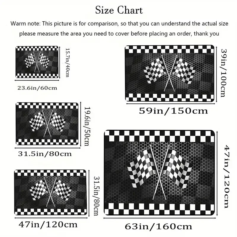 Navak Carpet Exclusive Picks Black and White Checkered Flag Carpet Durable Anti-Slip Racing Sports Decorative Floor Mat Living Room Carpet Home Decor