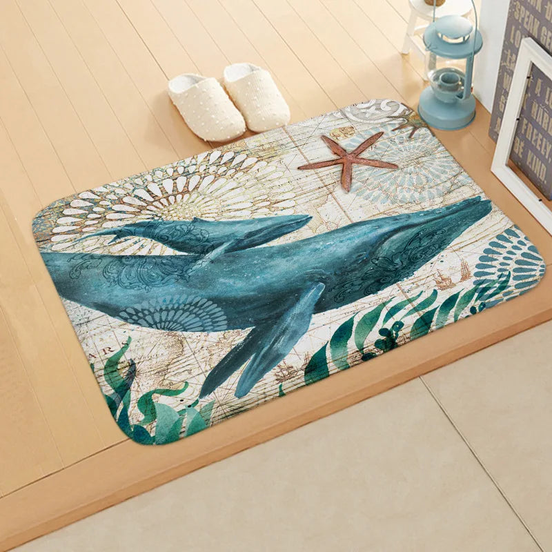 Navak CarpetExclusive Picks Summer Marine Life Carpet Home Decor, Door Floor Mat, Bathroom Anti-slip Mat, Soft, Absorbent, Anti-slip, Dirt-resistant