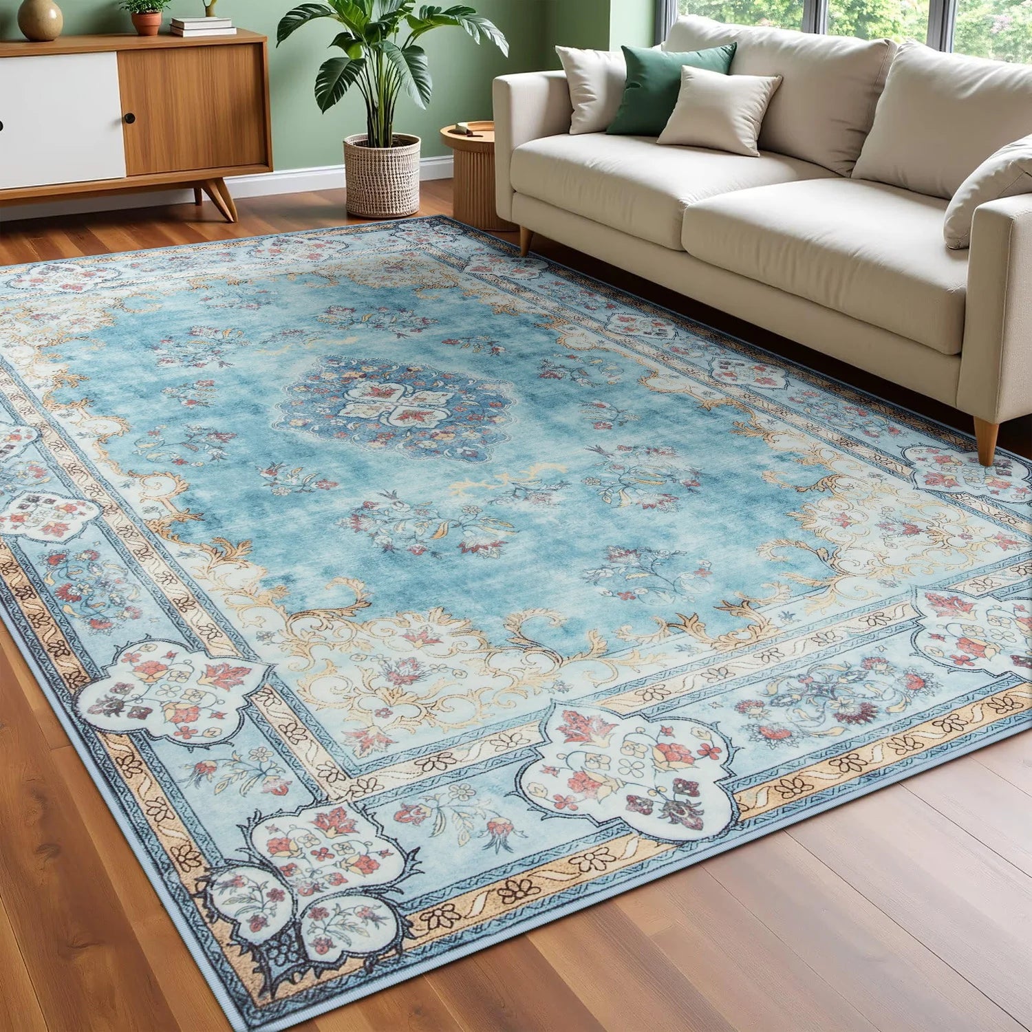 Navak Carpet Area Rugs for Living Room Elegant Floral Traditional Faux Wool Area Rug