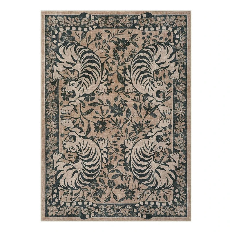 Navak Carpet Living Room Carpet Non-slip Soft Machine Washable Floor Mat Retro Black Tiger Easy To Fold Rug Bedroom Large Size Decorative Mat