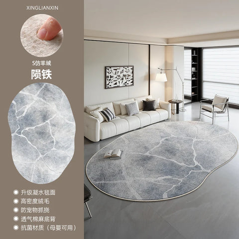 Navak Carpet Light Luxury Bedroom Decor Marble Carpet Irregular Shape Carpets for Living Room Fluffy Soft Plush Rug Home Non-slip Floor Mat