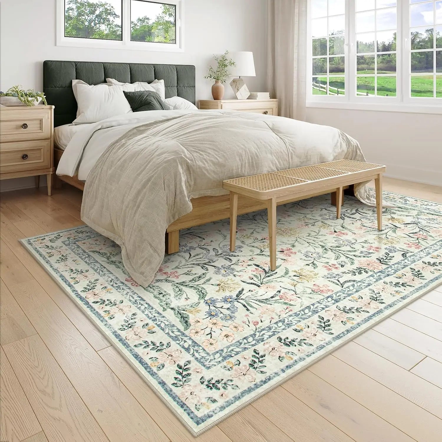 Navak Carpet Exclusive Picks Living Room Carpet, Middle Eastern Persian Mediterranean Retro Floral Floor Mat, Large Area Mat Home Decoration