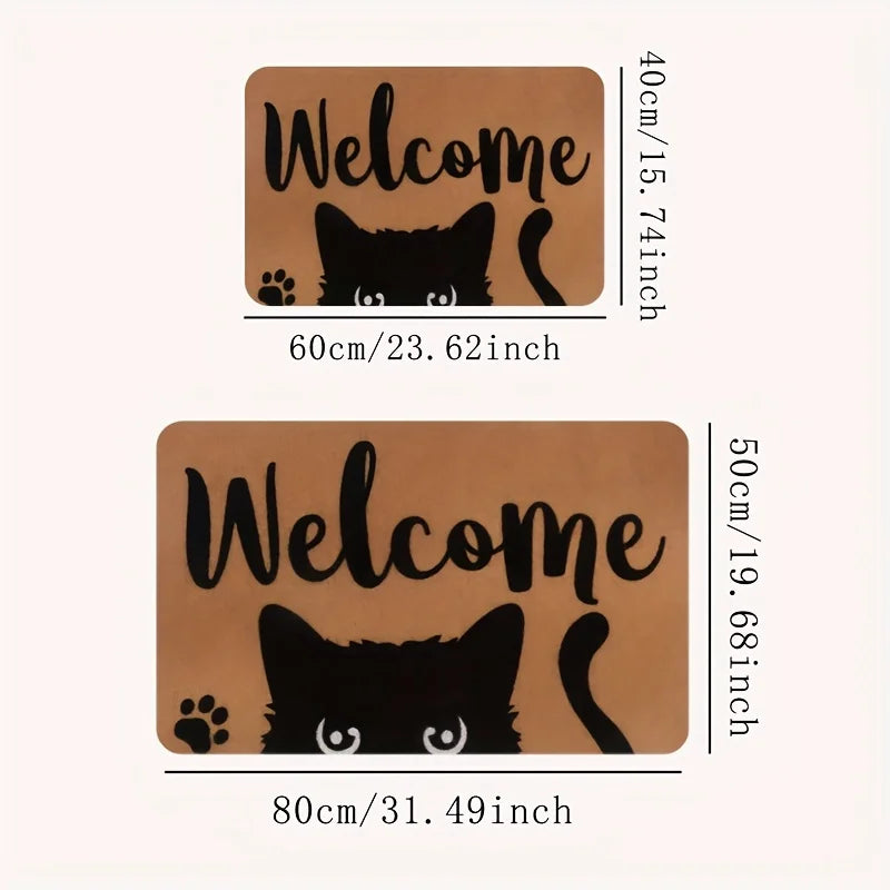 Navak Carpet 1 Pack Cat Welcome Door Mats Funny Cat Mats Indoor Outdoor for Entrance Porch Cat Lovers Spring Summer Housewarming Gift