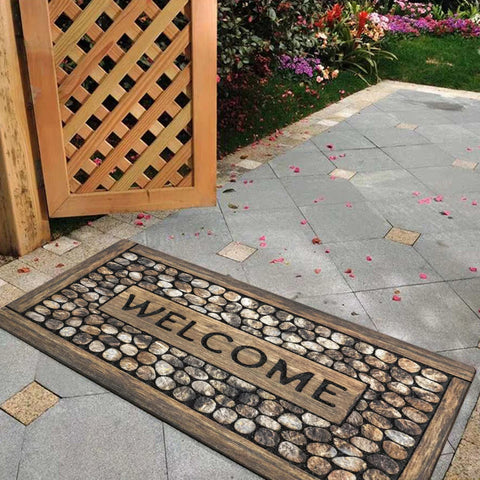 Navak Carpet New carpet floor mat polyester cobblestone welcome pattern non-slip waterproof suitable for entrance, outdoor camping hotel