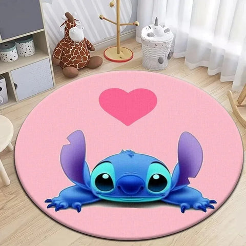 Navak Carpet Daily Picks Disney Stitch Cartoon Round Mat Cute Cartoon HD Printed Carpet Bedroom Living Room Sofa Large Area Pet Kitchen Rugs Decor