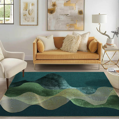 Navak Carpet Modern Wave Pattern Green Carpet - Non-slip Soft Carpet for Living Room Bedroom - Eco-friendly Home Decor (Multiple Sizes)"